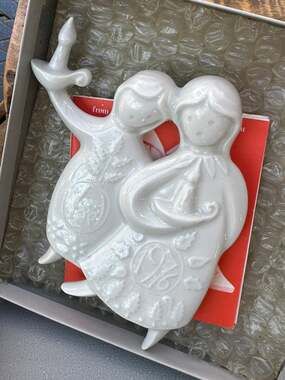 Vintage Haviland Limoges 1976 Sleepy Angels Porcelain Christmas Ornament Boxed